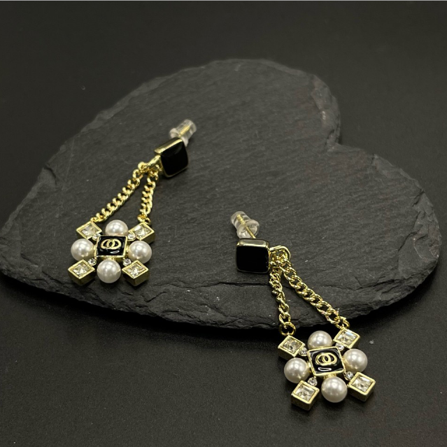 铜合金仿珍珠耳饰 6-H-165-M复古轻奢贝珠耳环2197