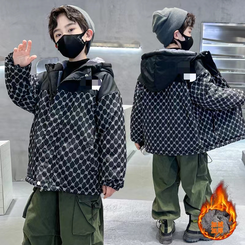 【加绒加厚】儿童装男童外套秋冬季2023新款中大童男孩派克服帅气