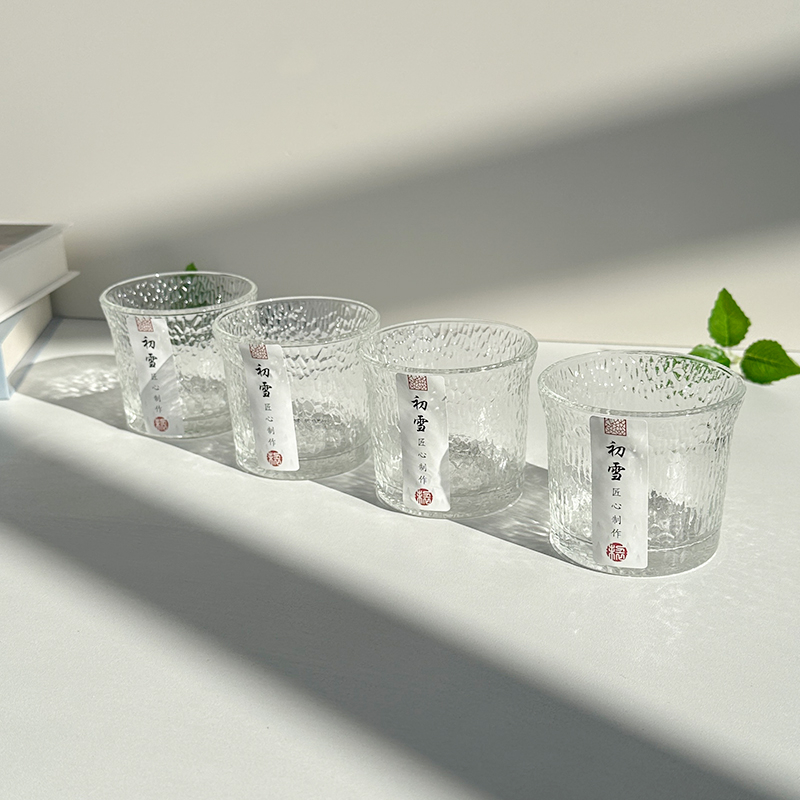 网红锤纹杯初雪杯耐热喝水杯竖纹杯日式品茗杯家用玻璃酒杯子C245