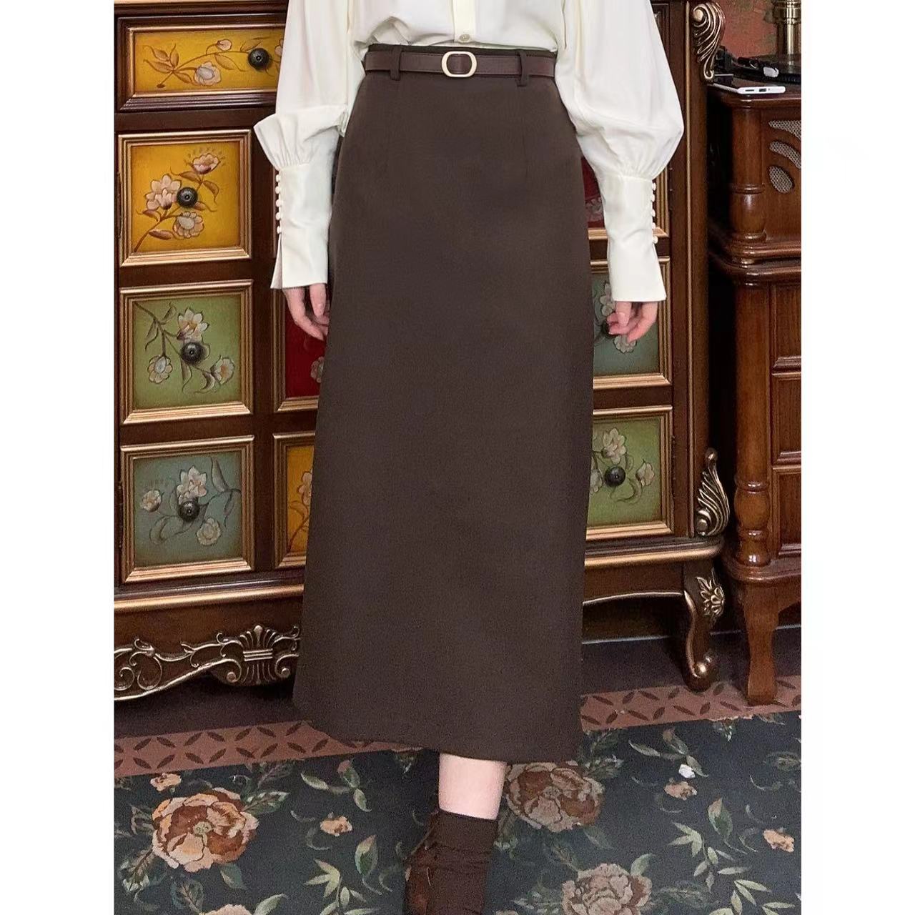 蒋蒋【冬暖秘境】港味复古百搭长裙17476