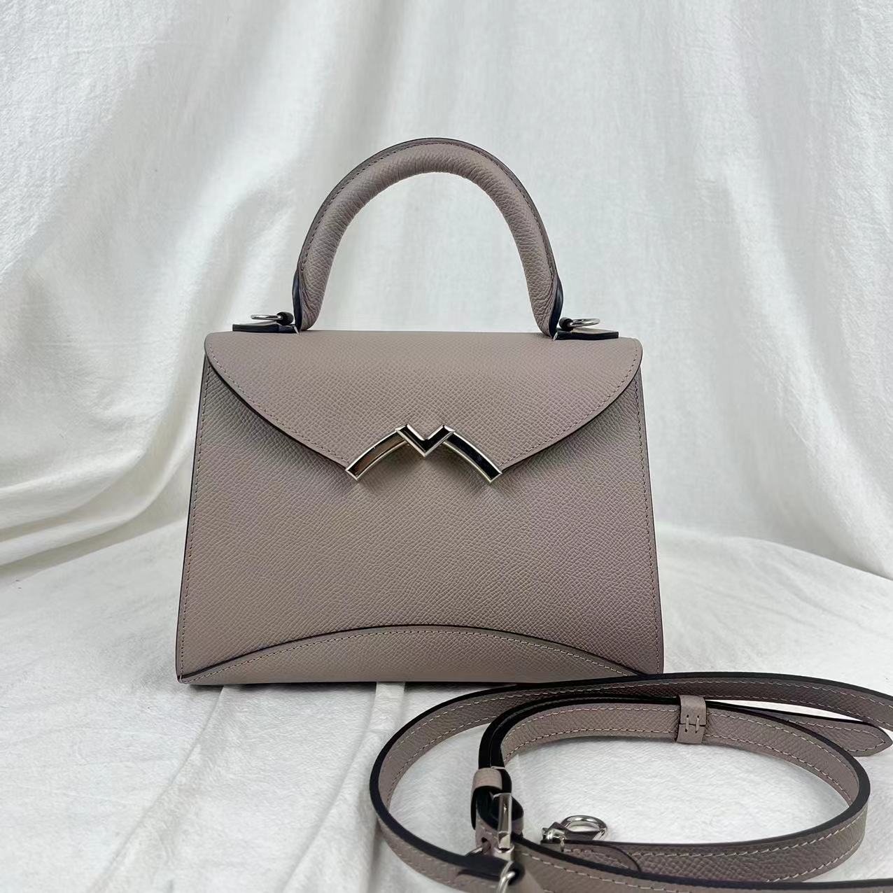 95新 MOYNAT/摩奈 莫奈Gabrielle小号 斑鸠灰手提斜挎包
