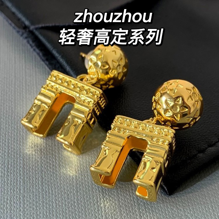 合金耳饰 方块凯旋门耳环女欧美复古气质耳钉小众耳饰
