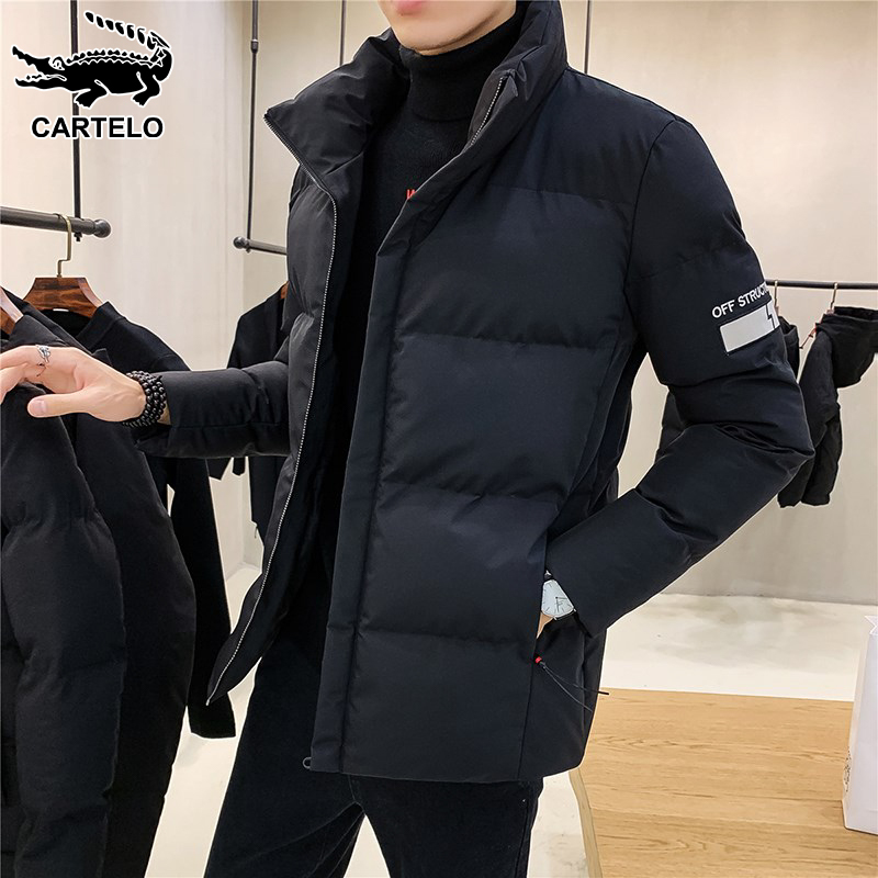鳄鱼本命年红色棉衣男士新款立领韩版冬季棉袄加厚防寒棉服外套男