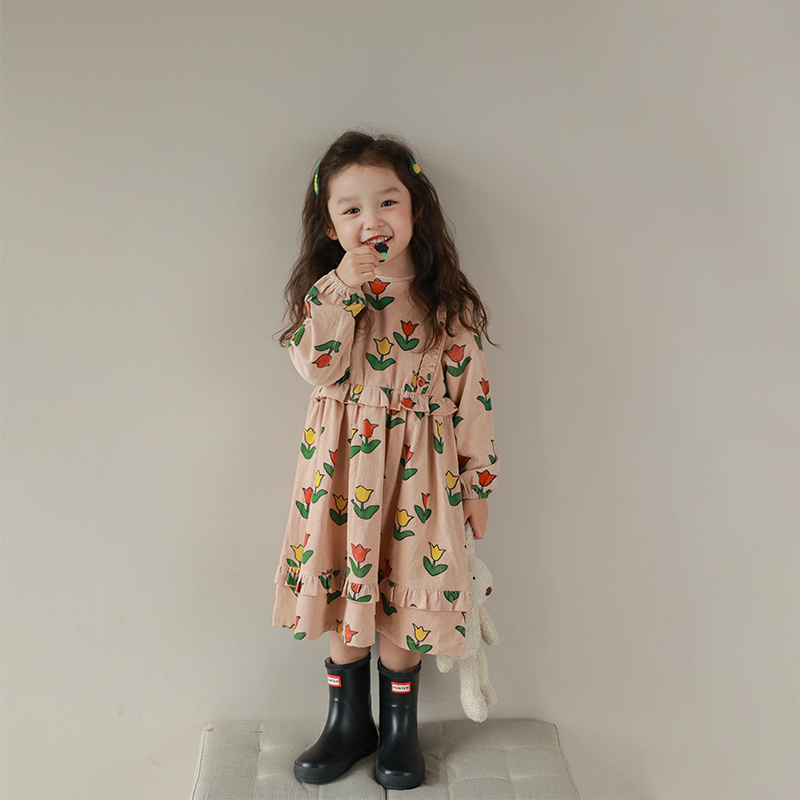 UTOUTO大耳象女童彩色花朵连衣裙2022冬季新款2210380