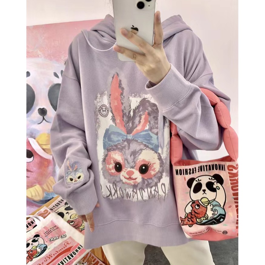 2023秋季新款 露露兔印花刺绣连帽卫衣 宽松减龄上衣