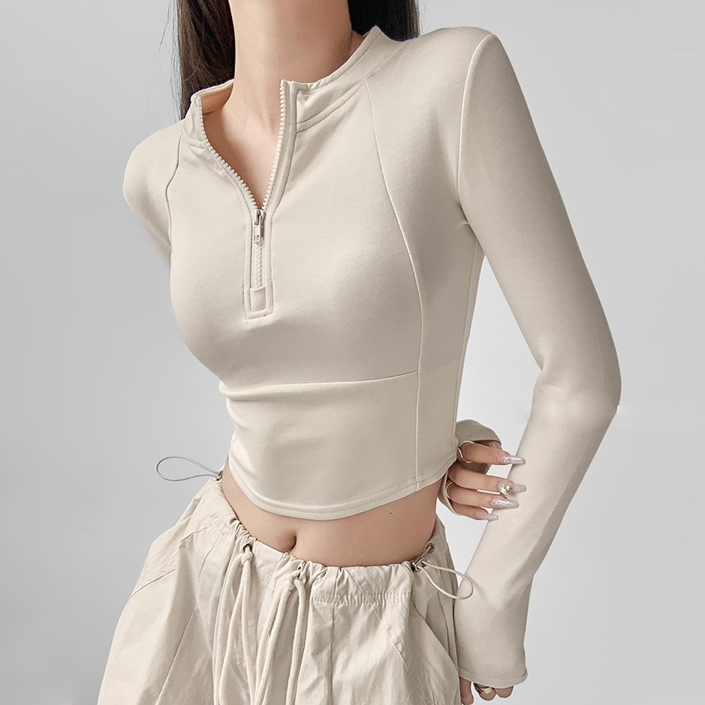 修身瑜伽服女长袖半拉链跑步健身服上衣训练运动外套卫衣新款秋冬