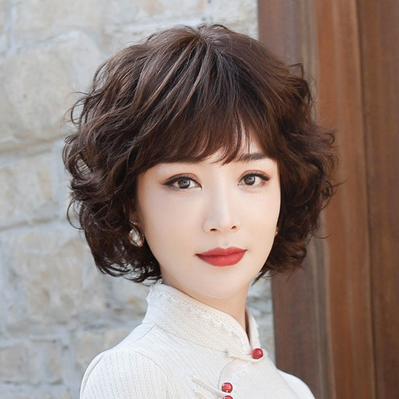 假发假发丝假发女士中老年妈妈假发2023年时尚新款假发套