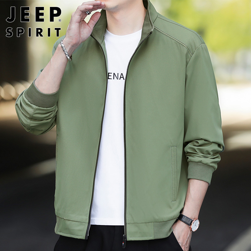 Jeep吉普立领夹克男士春秋季新款韩版潮流帅气上衣休闲百搭外套男