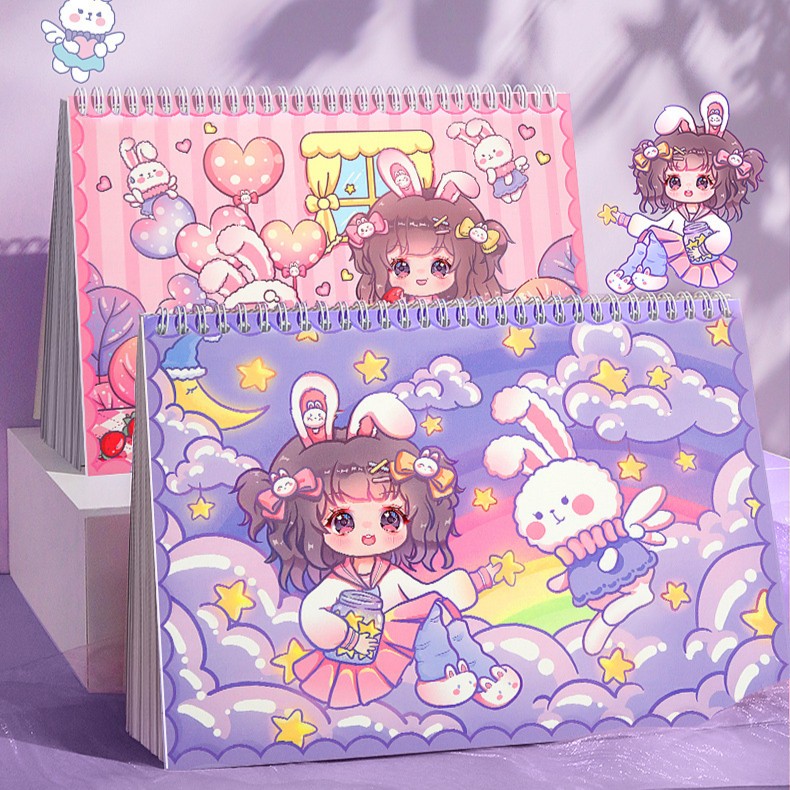 折耳妹妹B5离型本可爱卡通少女双面可用离型纸手账胶带贴纸离型本
