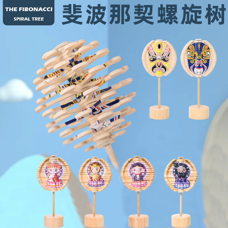 木制旋转棒棒糖费氏创意益智办公室摆件减压神器陀螺玩具木质趣味