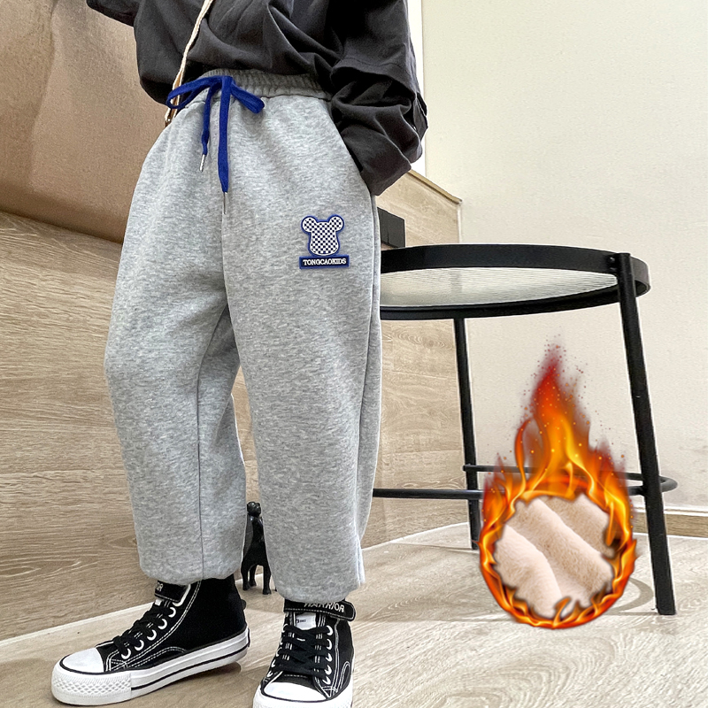 儿童裤子冬加绒卫裤宝宝绒裤子洋气外穿加厚保暖冬季长裤百搭加厚