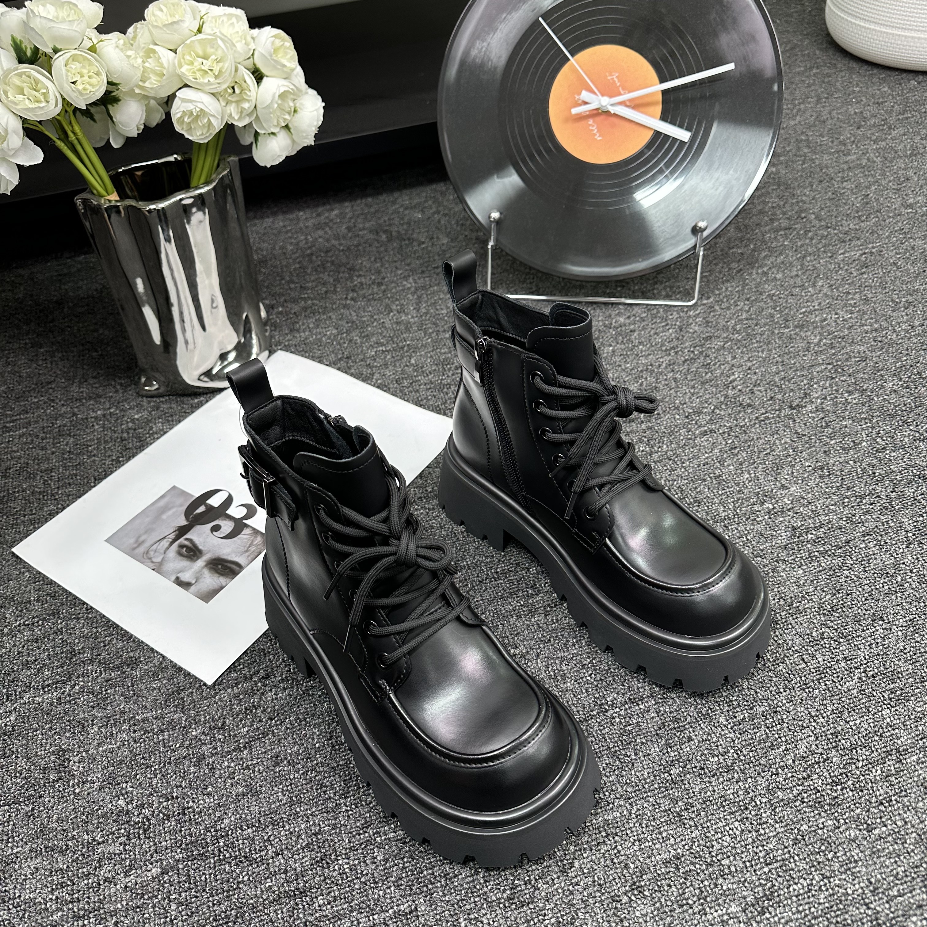 冬季款短靴女韩版圆头百搭舒适英伦风短靴 2760  高版