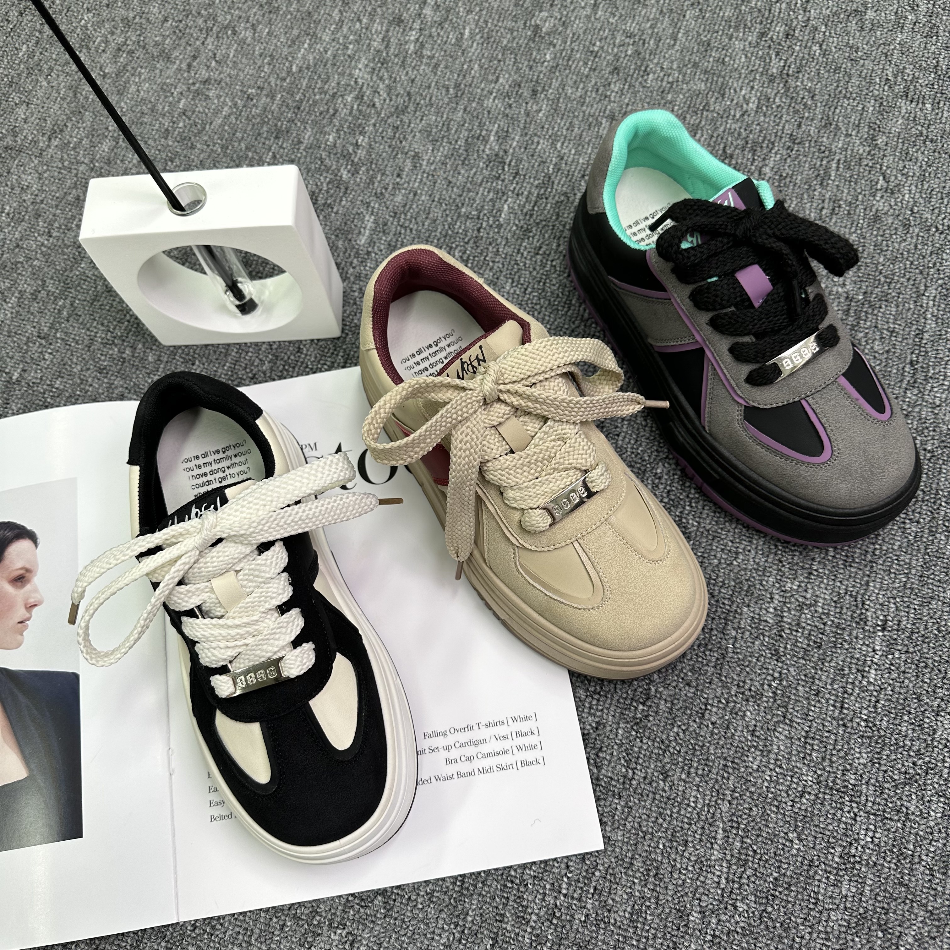 冬季新品爆款系带圆头厚底时尚休闲百搭女休闲鞋   808