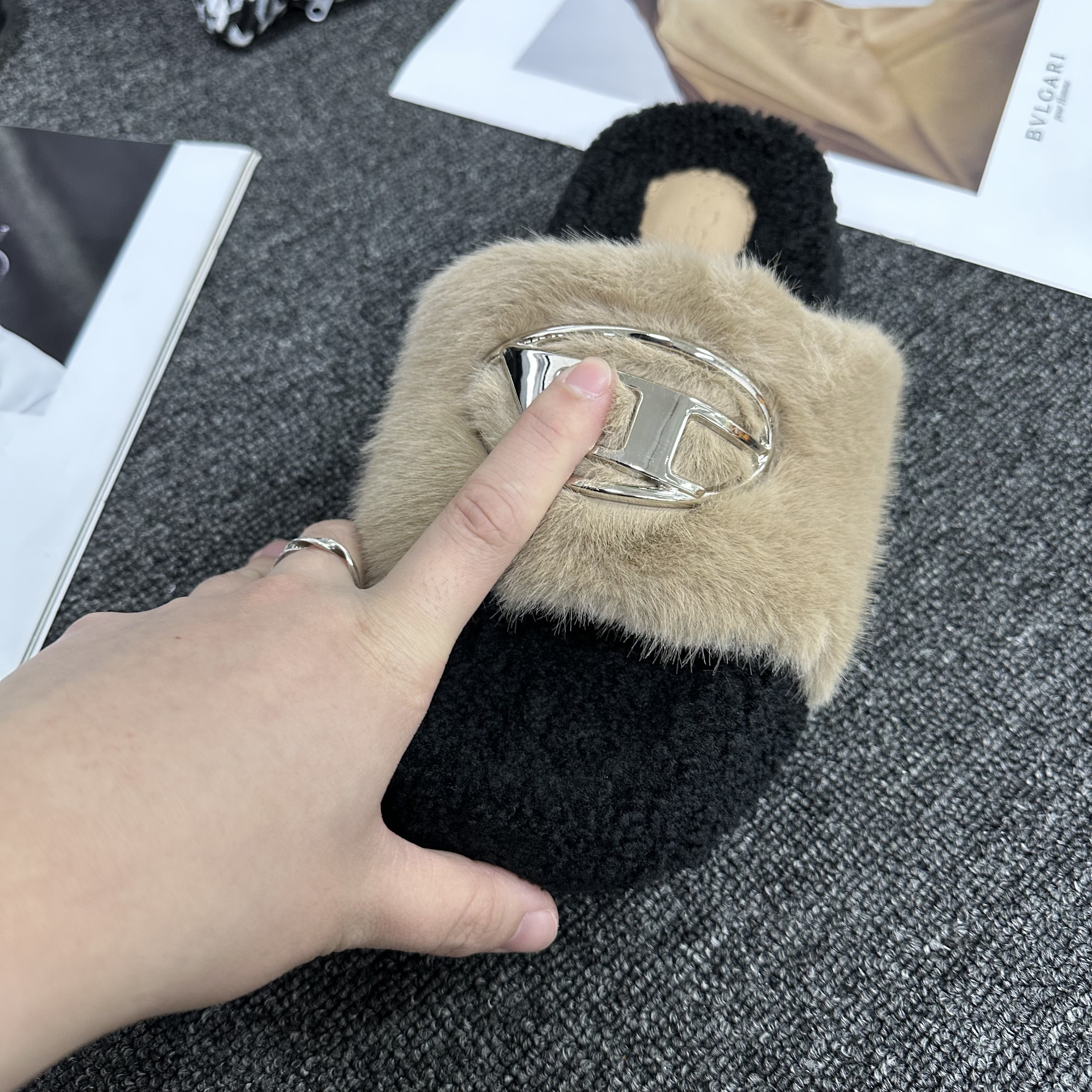 冬季款仙女风厚底毛毛拖鞋女外穿韩版松糕懒人拖 690-8 高版