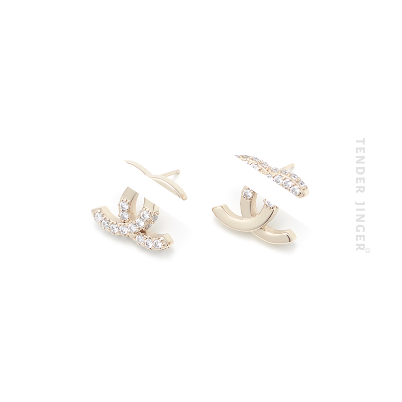 铜合金耳饰 双C耳AB款饰精致高级百搭爆款耳钉