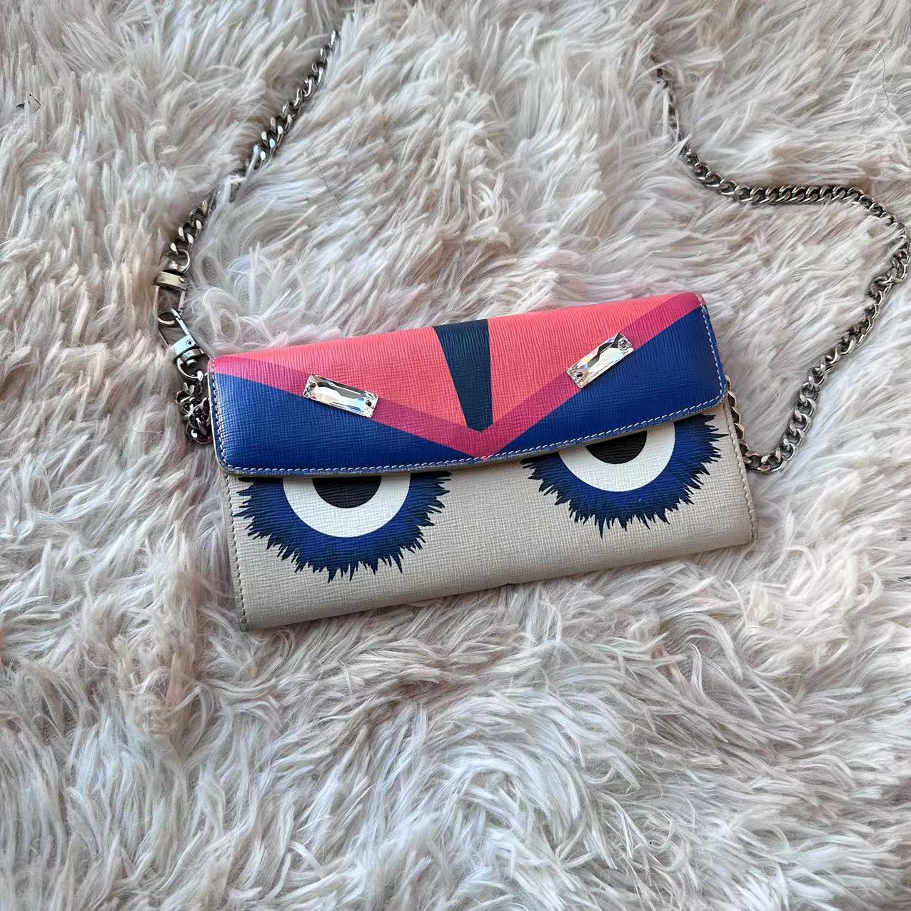 95新 FENDI/芬迪 大全中古/芬迪 小怪兽系列钱包/FY 156