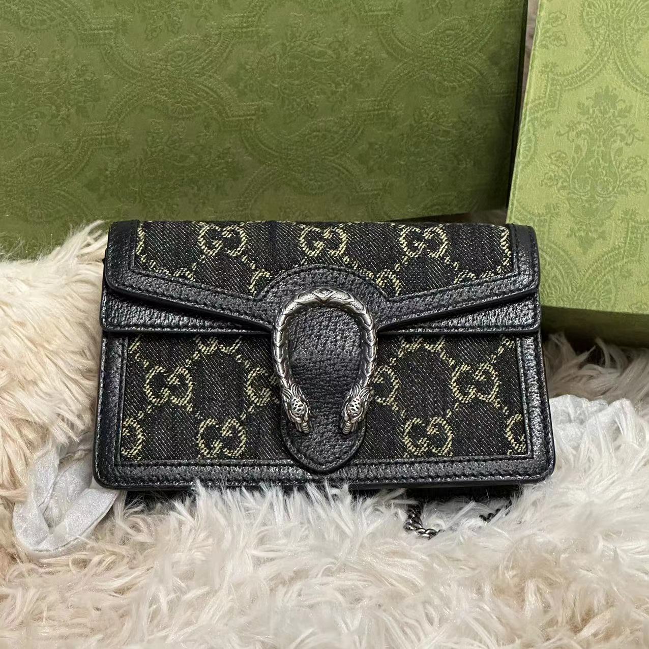 99新 GUCCI/古驰 大全中古/古驰 mini老花拼黑酒神包/LK 100037