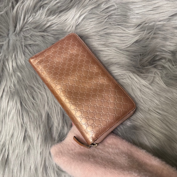 95新 GUCCI/古驰 大全中古/95新/古驰 藕粉色老花钱包/JX 042
