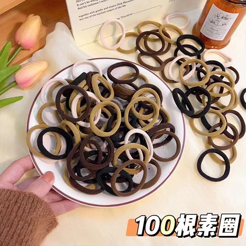 【专享a】布艺发饰 100根 发圈高弹力绑发头绳 简约韩系