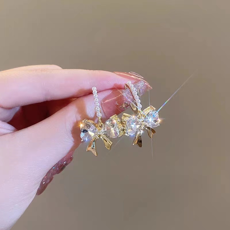 合金耳饰 10号C-1589耳环气质轻奢小众精致法式ins超仙蝴蝶结耳环