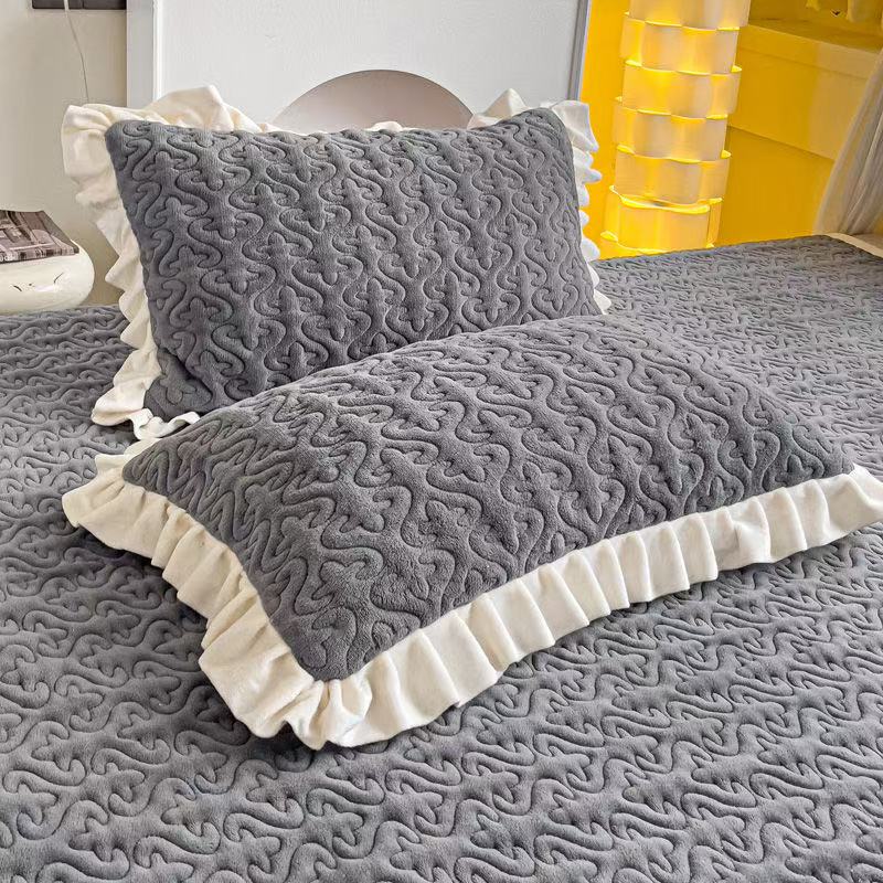 枕套合格品舒适通用牛奶奶绒夹棉加绒单人水晶绒棉枕枕巾纯色