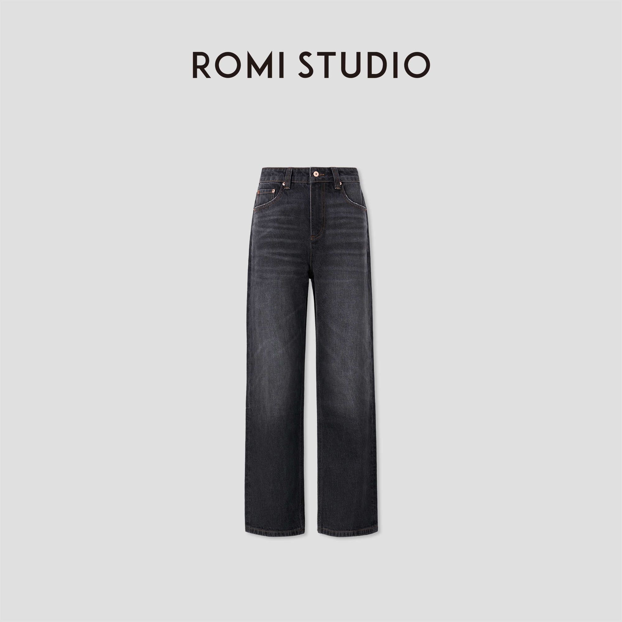 ROMI STUDIO“随性丹宁” 100%棉高士线洗水直筒牛仔裤 RW24AX80465