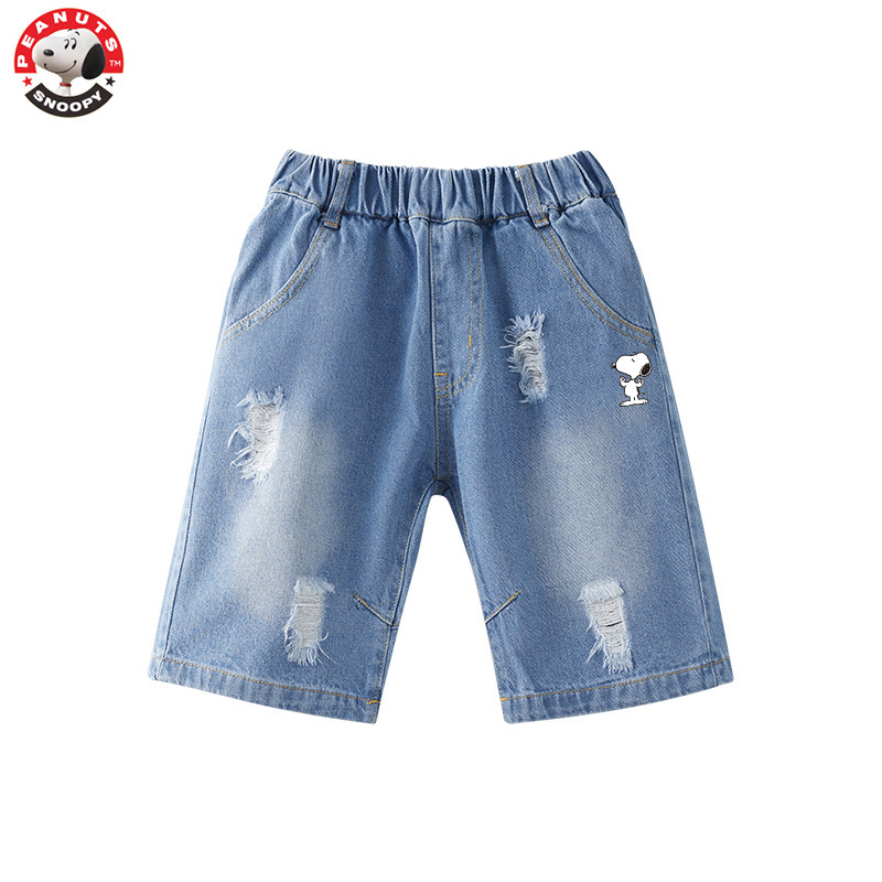 Snoopy/史努比男童夏季牛仔裤短裤中大童五分潮流百搭夏季裤子