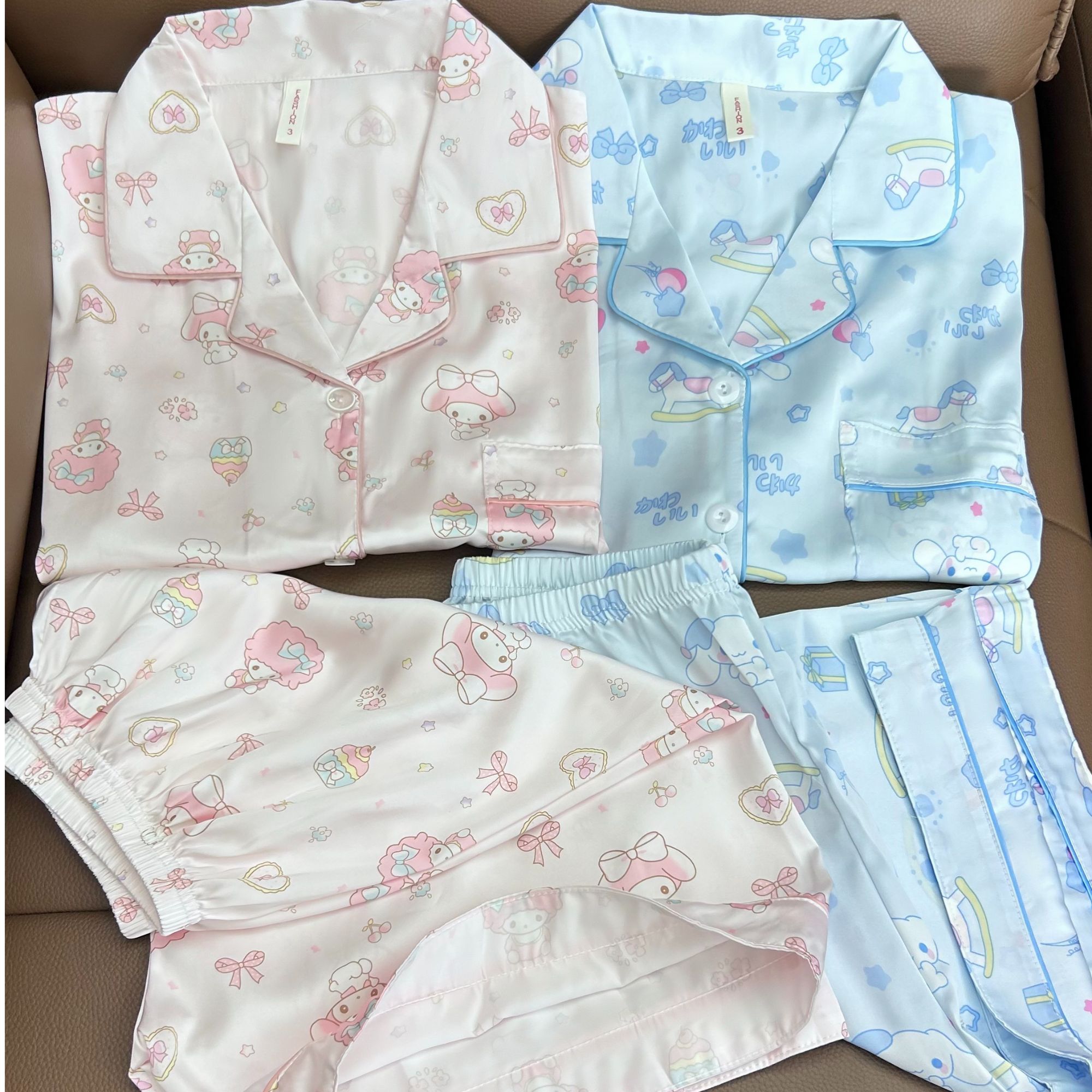 可爱卡通美乐蒂冰丝凉感睡衣女夏季薄款短袖情侣家居服套装可外穿
