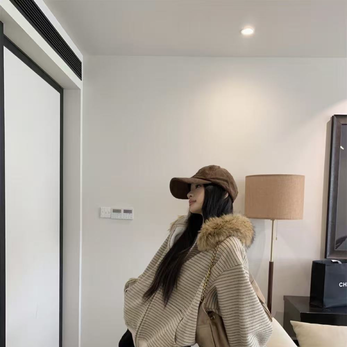 XIAOLIN2025秋冬长袖开衫连帽慵懒风毛针织衫毛衣韩系