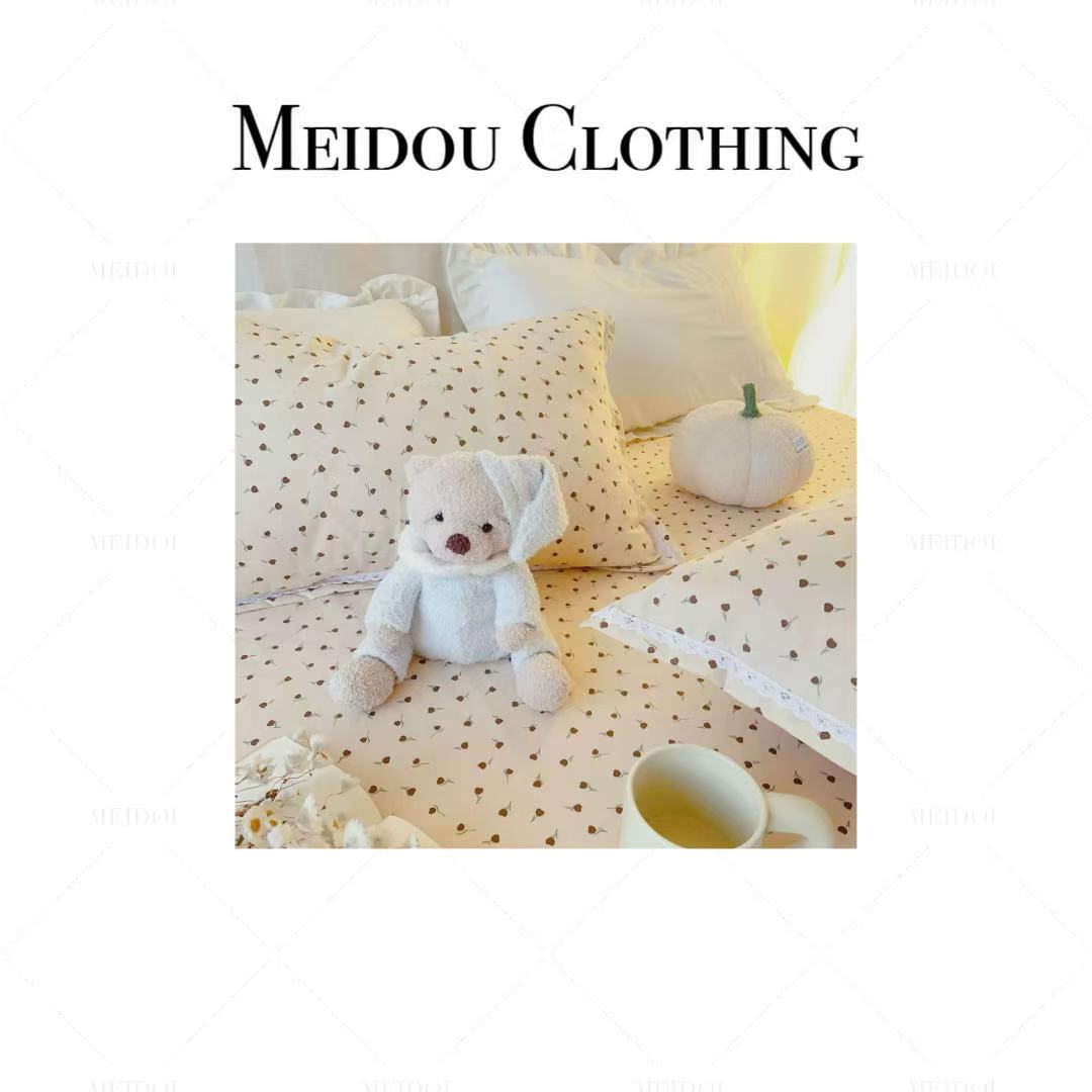 MEIDOU-【老粗布】粗布透气成人花边细三件套