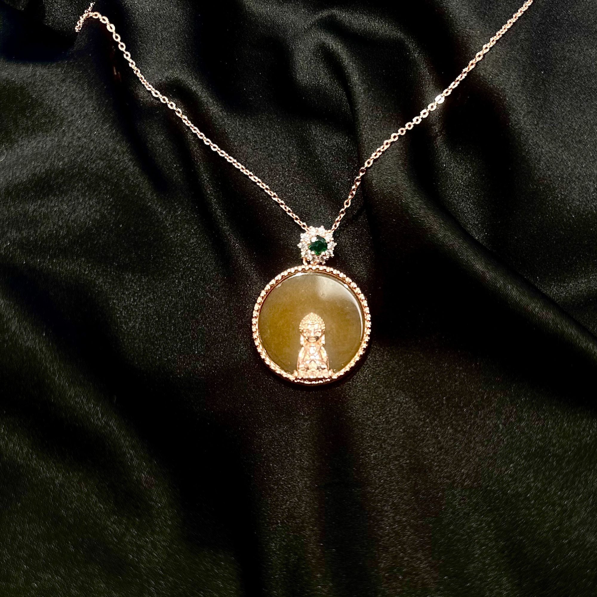 【云总甄选】如意观音平安圆牌玉髓合金镶嵌吊坠赠合金链【XPN162】