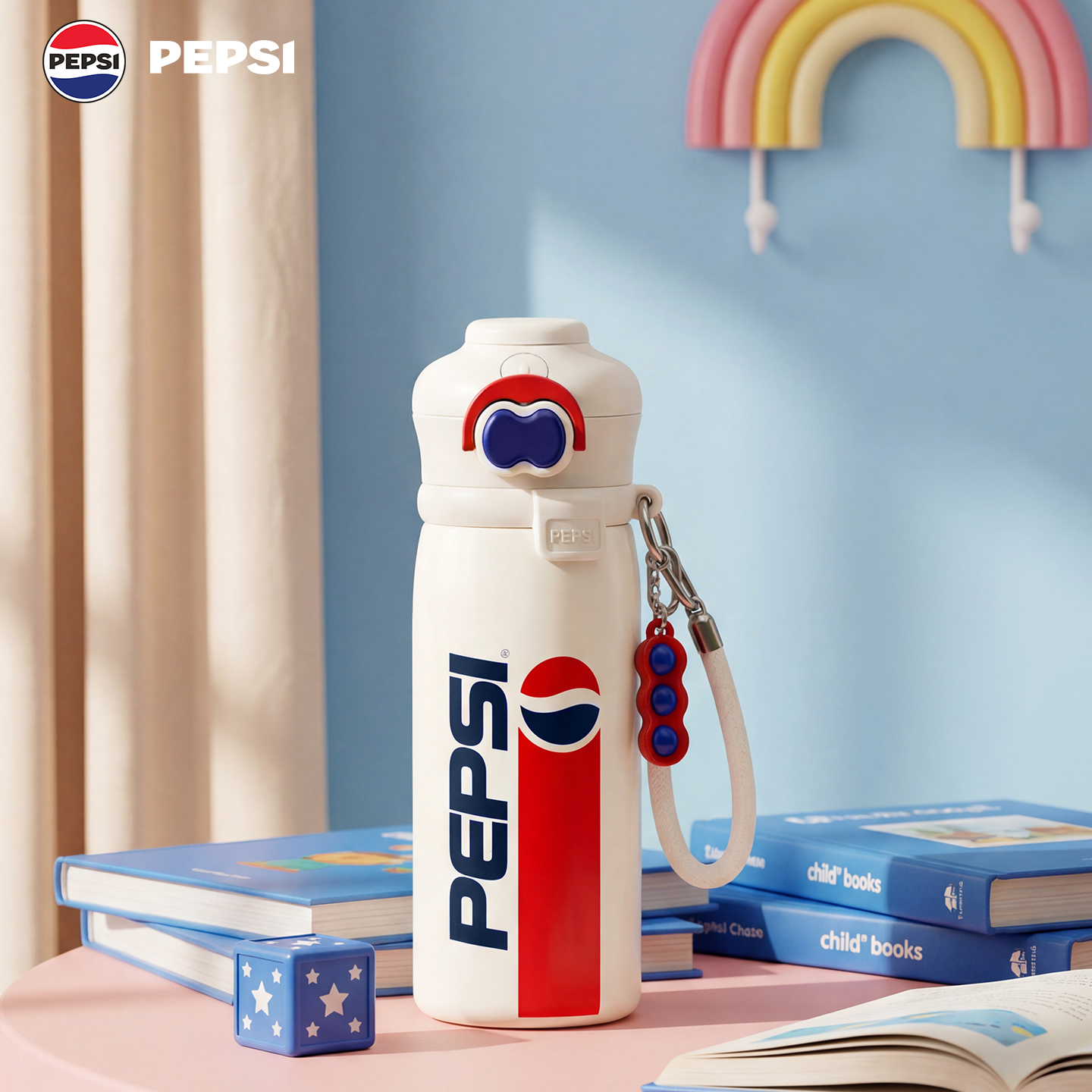 【官方旗舰】百事Pepsi儿童杯500ml户外母婴保温直饮便携吸管水杯