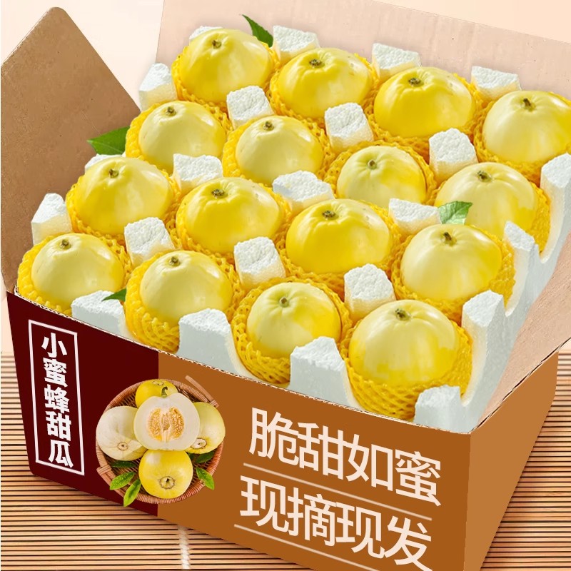 新鲜小蜜蜂甜瓜头茬山东早甜脆当季水果白糖罐马连庄蜜罐香瓜正宗