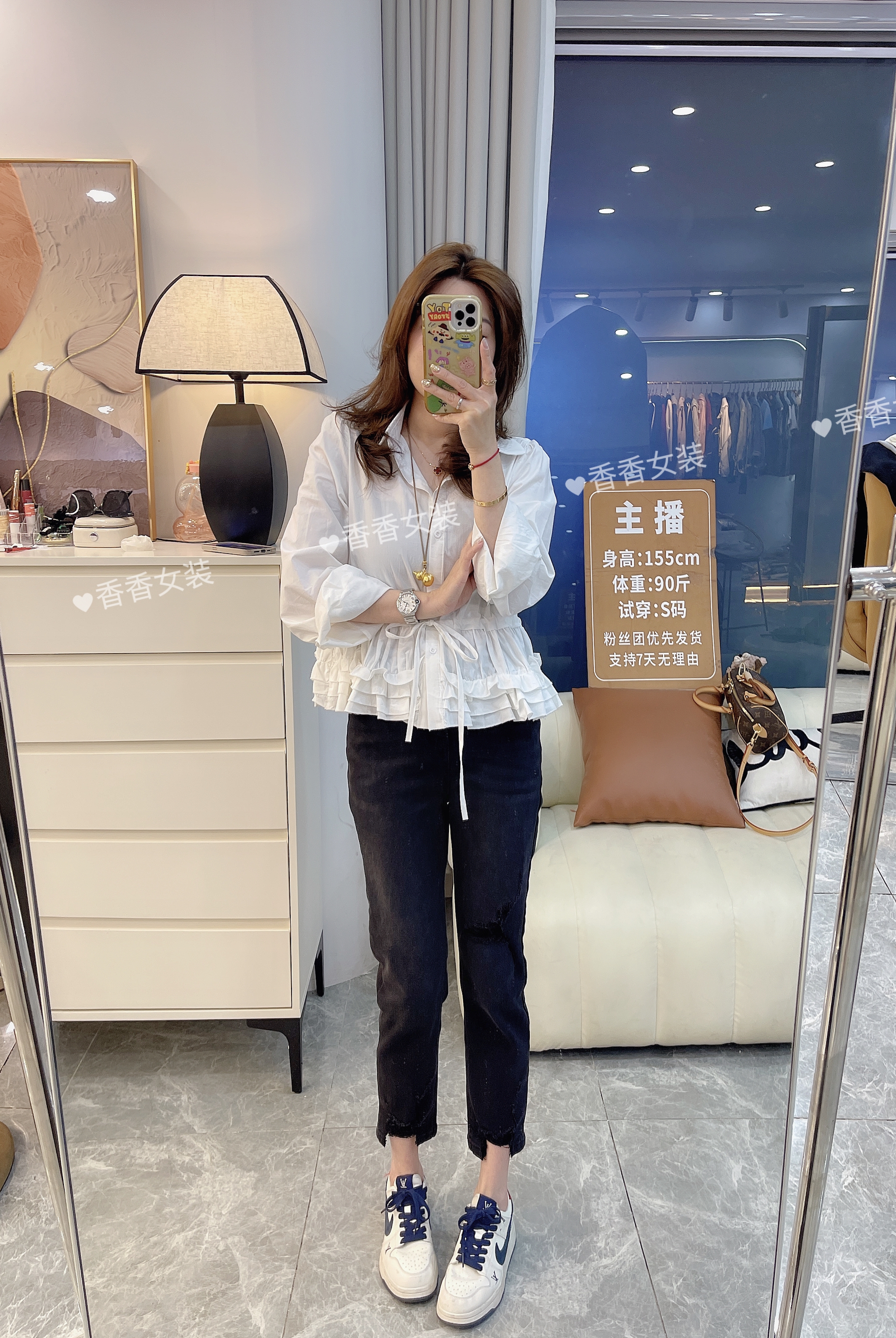 春季新款小个子蓬松花瓣下显瘦摆设计感百搭减龄白衬衫