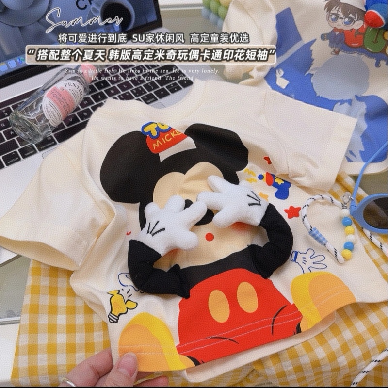 【夏季新品】夏季新款短袖T恤2025宽松韩版卡通立体玩偶