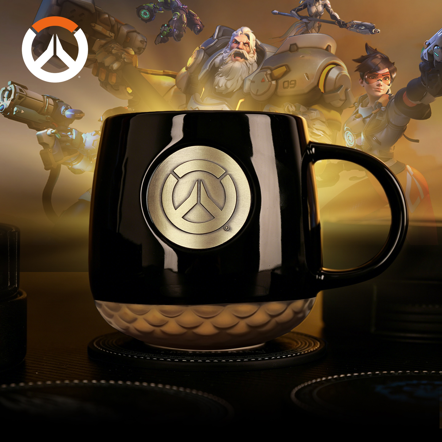 Blizzard暴雪官方周边守望先锋周边LOGO浮雕铜章马克杯陶瓷杯