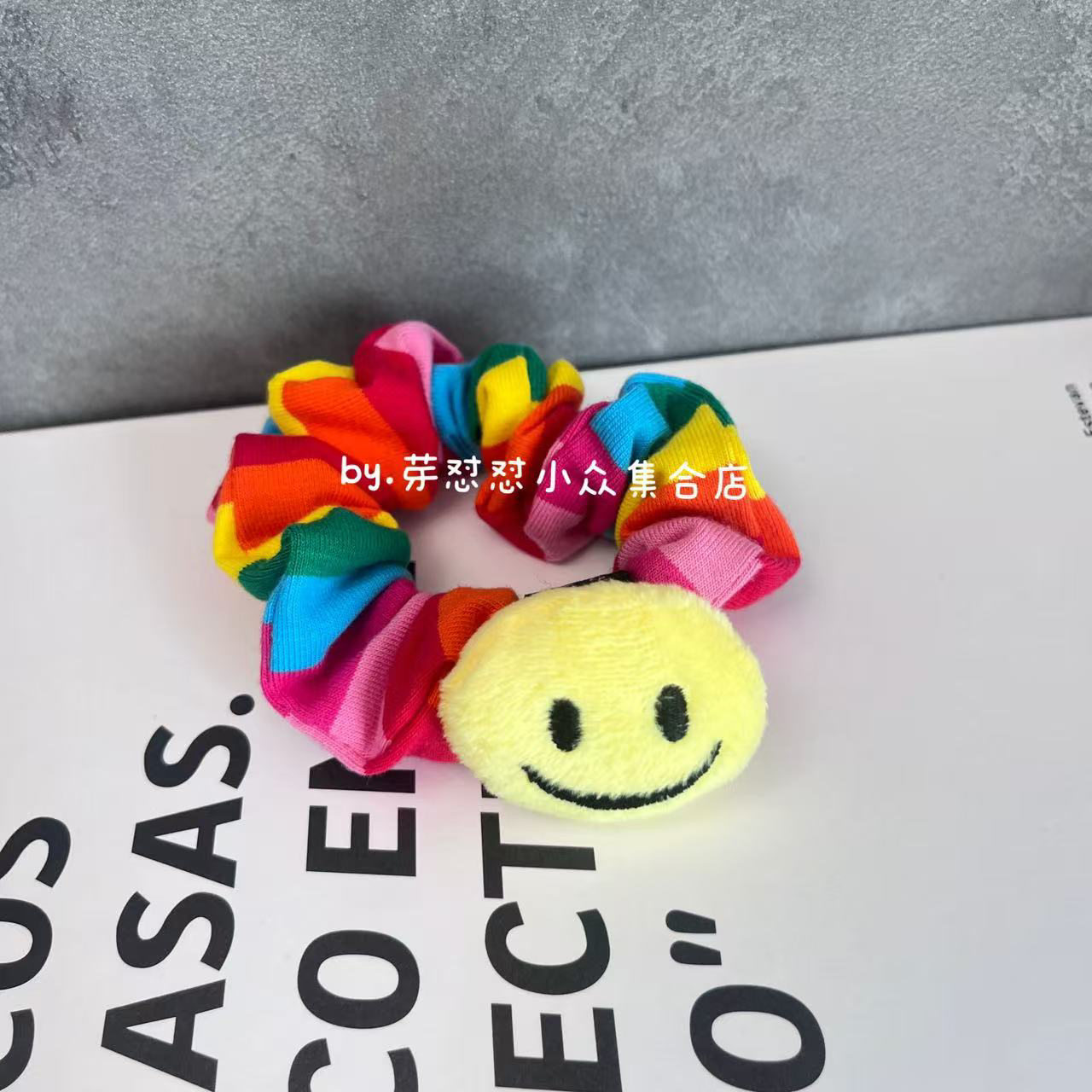 芽怼怼韩国彩色黄笑脸发圈 06065