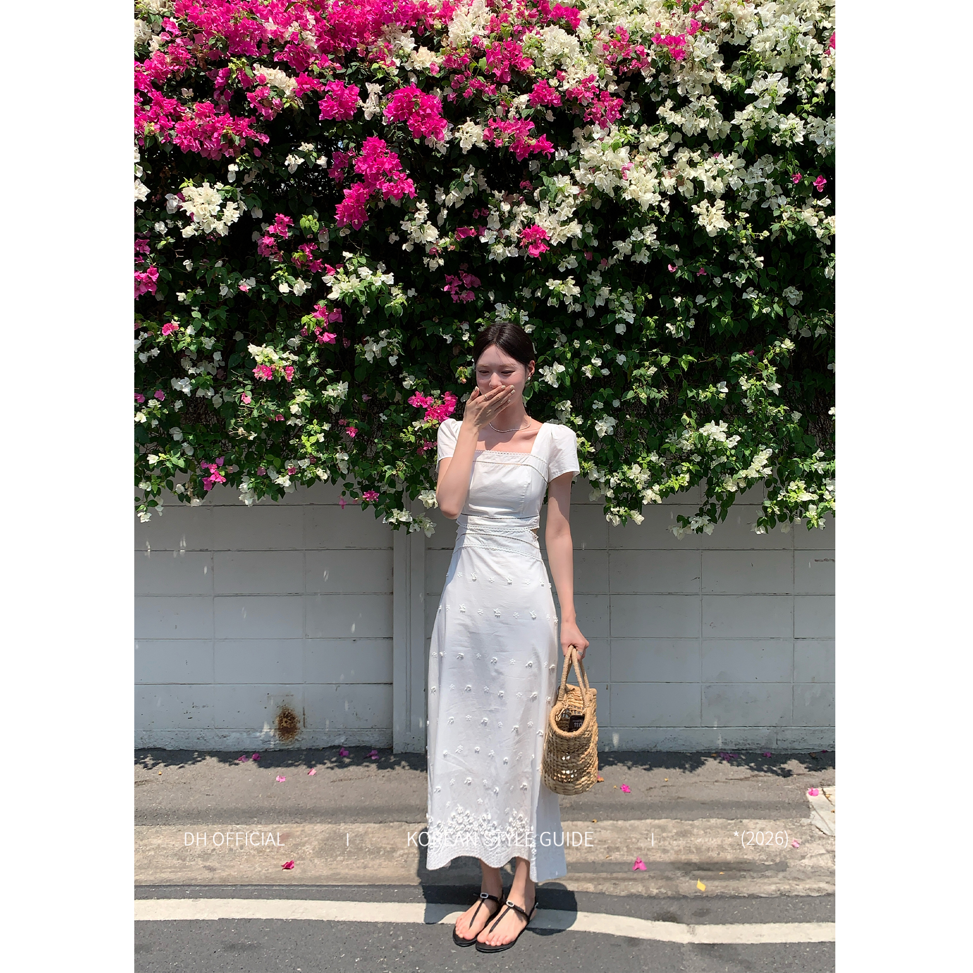 DH大花【泡沫之夏】莱赛尔棉凉感收腰小白裙小个子连衣裙夏天裙子女
