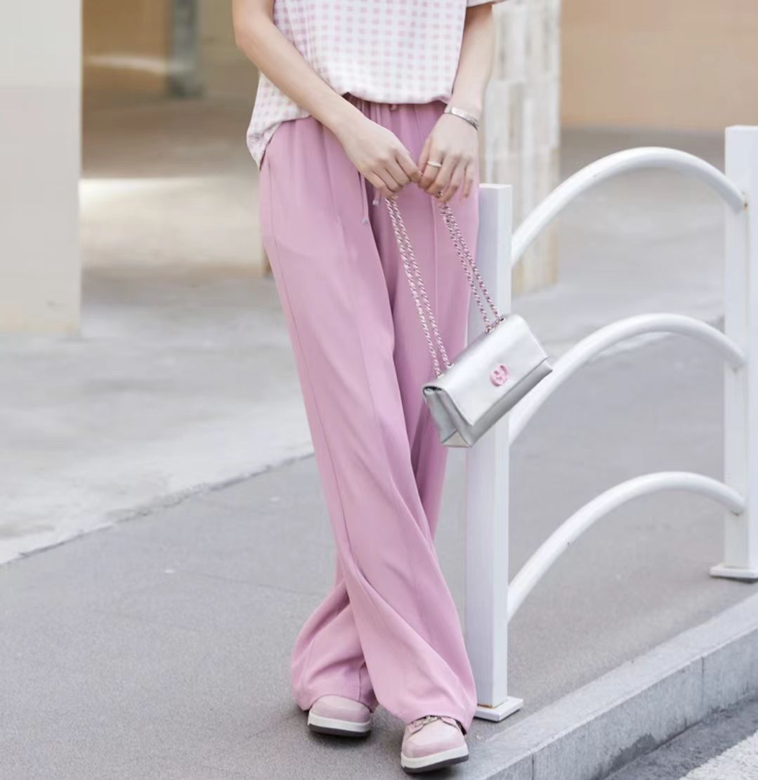 2025夏季新款高腰垂感宽松休闲裤显瘦直筒通勤阔腿裤1188（A16-7）