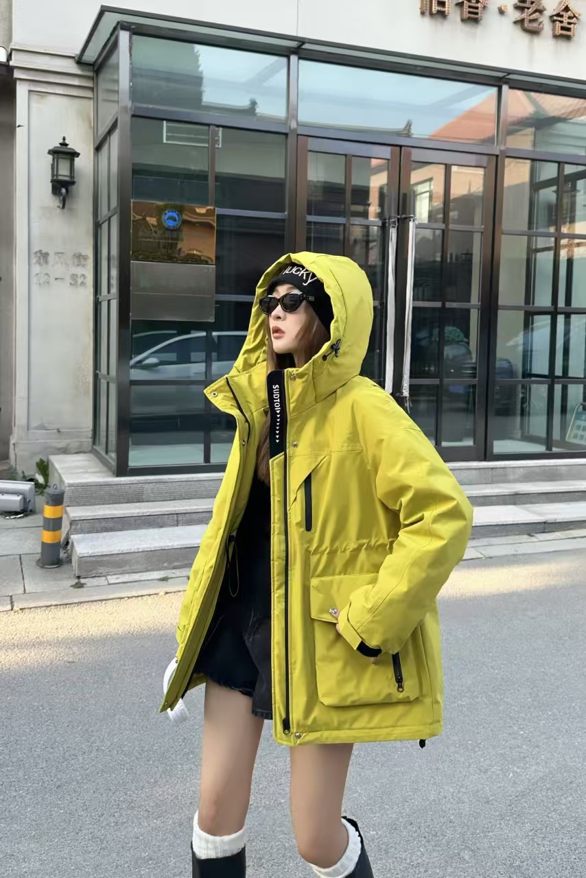 小雅姐姐 韩版工装收腰百搭休闲连帽冲锋羽绒服外套IL27