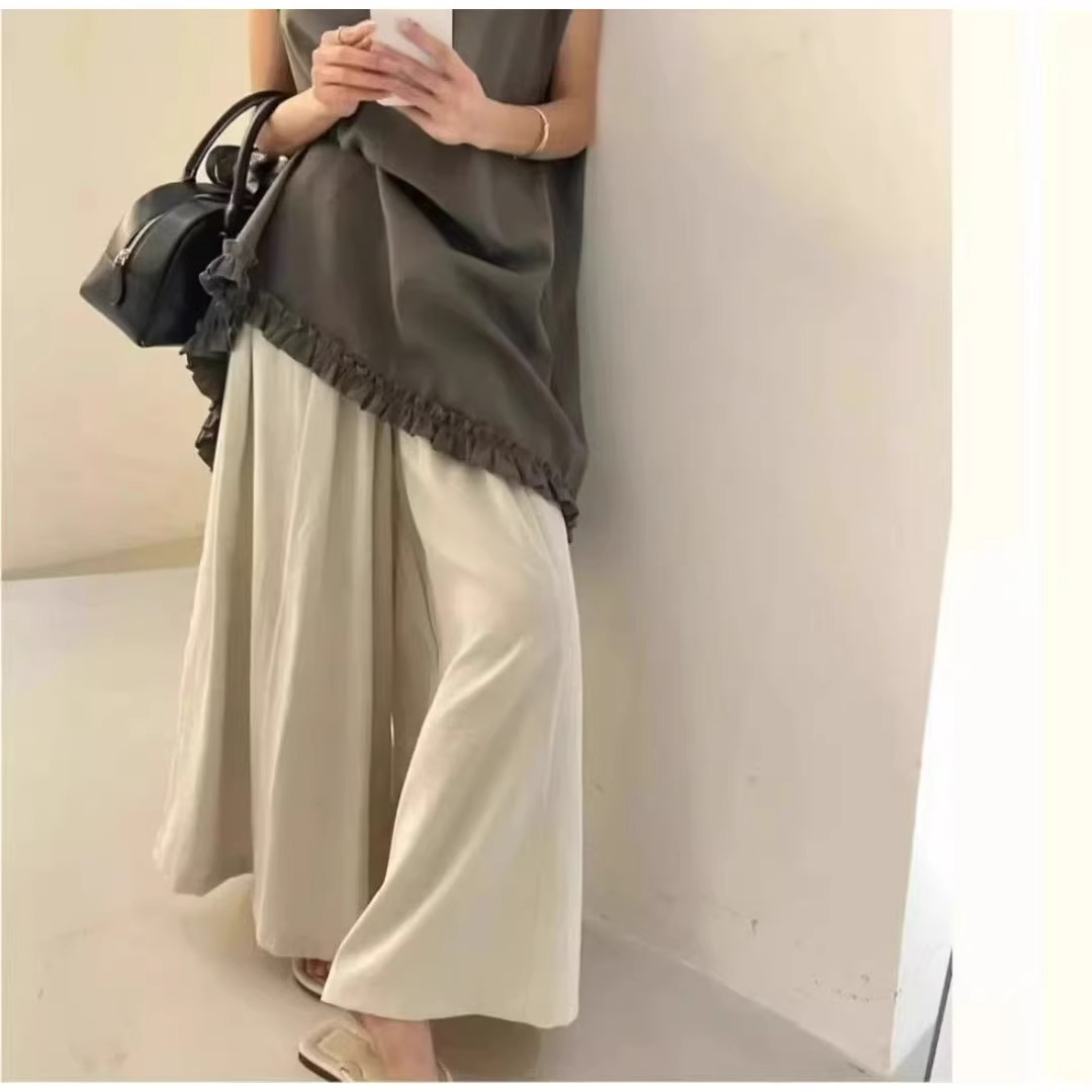 【汪汪专属】欧货克莱因蓝高腰大阔腿慵懒裤裤裙长款垂坠感2025新款