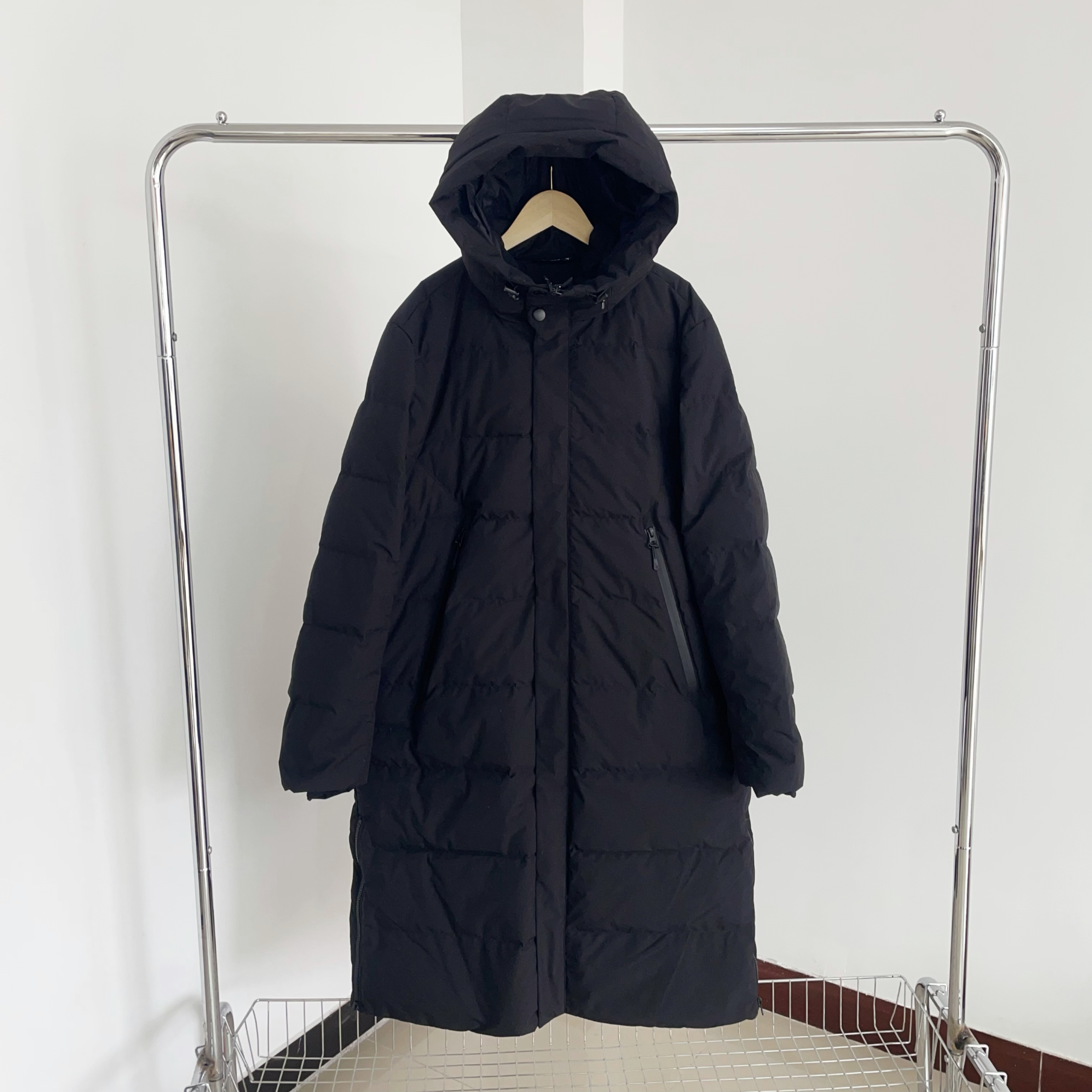 仓2-2 加厚加长款带帽男女版长款羽绒服