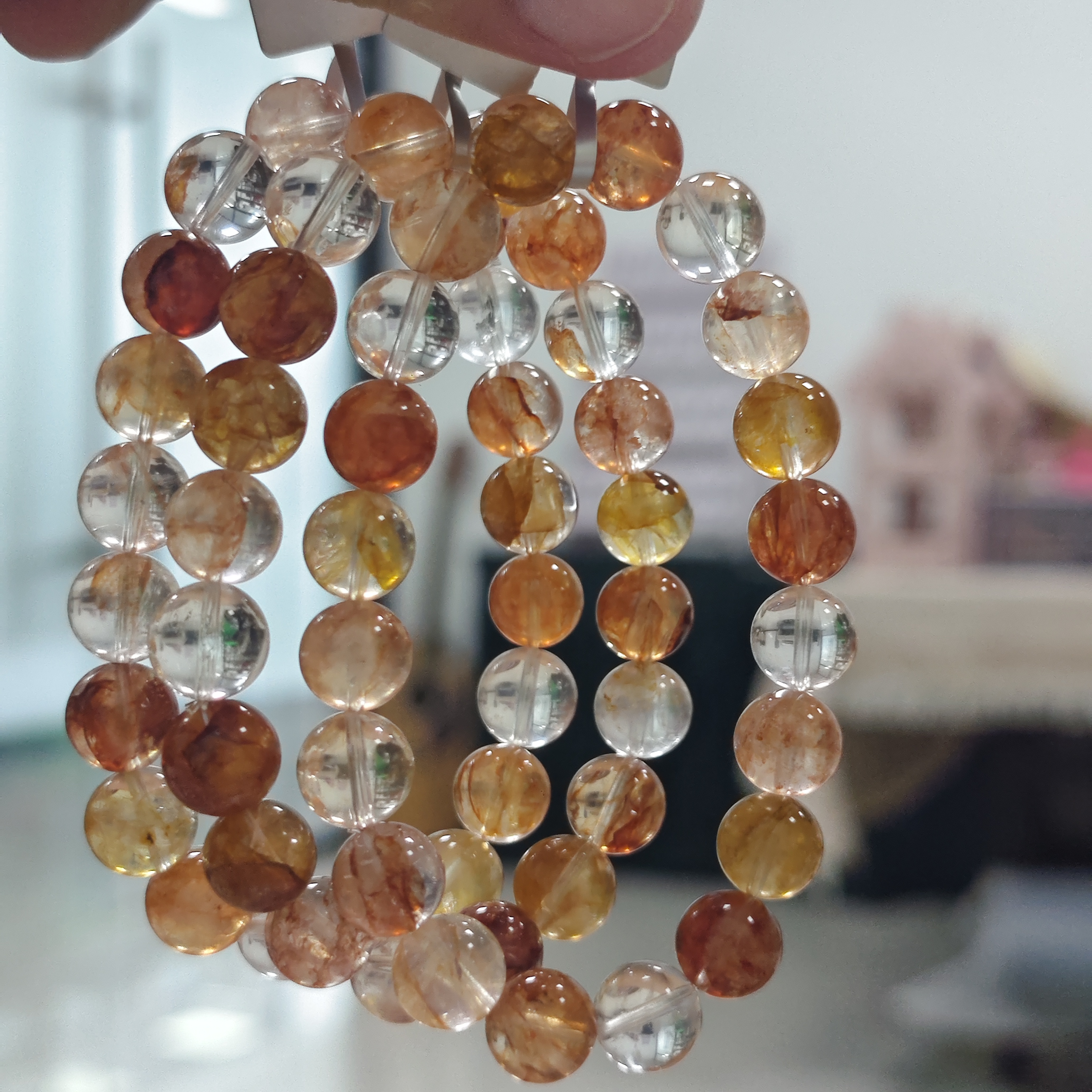 【书记甄选】天然红黄胶花单圈手链 多样性发一件 约10mm 2370LA