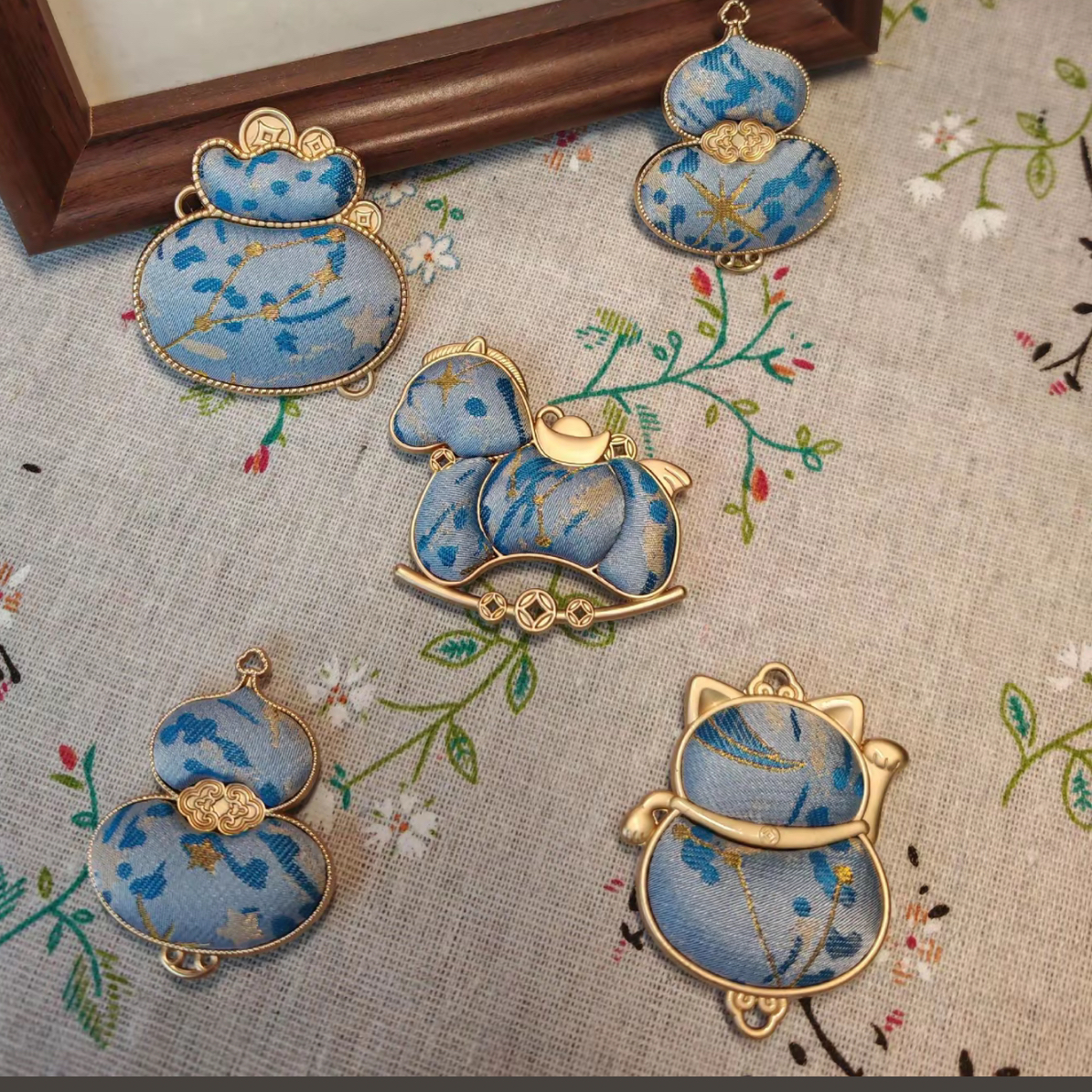 【品质1号-99号直播】宋锦底胚发夹胸针葫芦挂件DIY配件