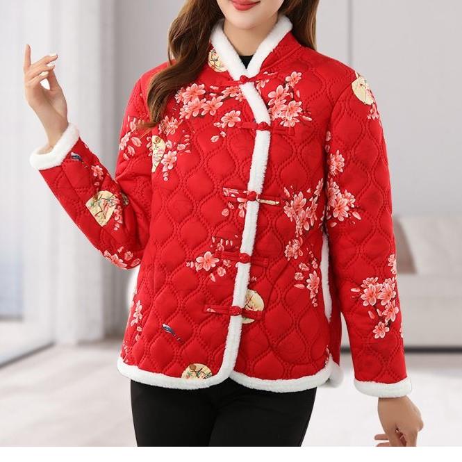 【东北大花袄】新款东北大花复古盘扣风偏襟加厚妈妈小碎花棉衣中