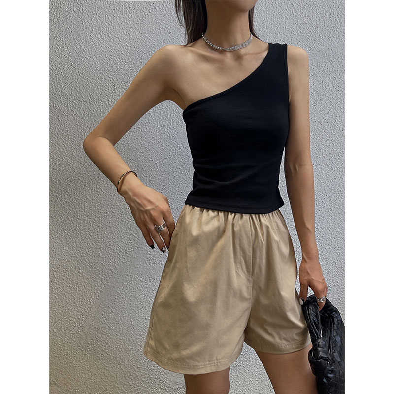 挂脖斜肩吊带背心女外穿夏季美背西装内搭打底甜别致绝美上衣