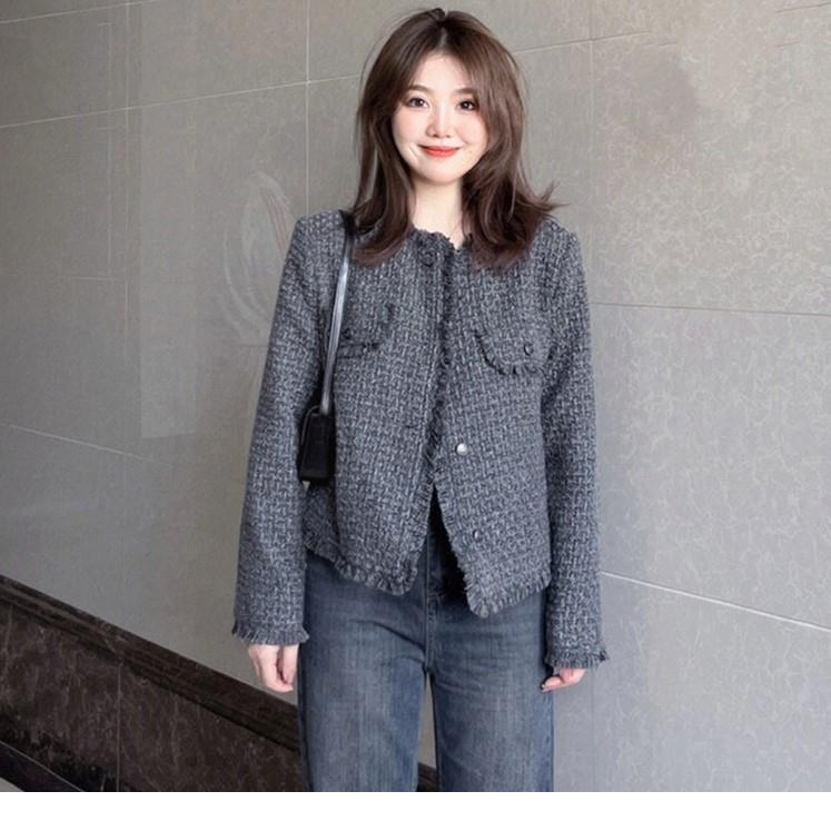 【女式秋冬款外套】2023新款小香风外套女高级感炸街粗花呢百搭短款