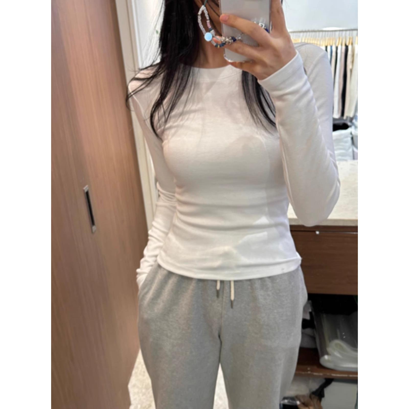 【厚内搭】修身白色内搭加绒德绒打底衫女加厚磨毛长袖t恤秋冬百