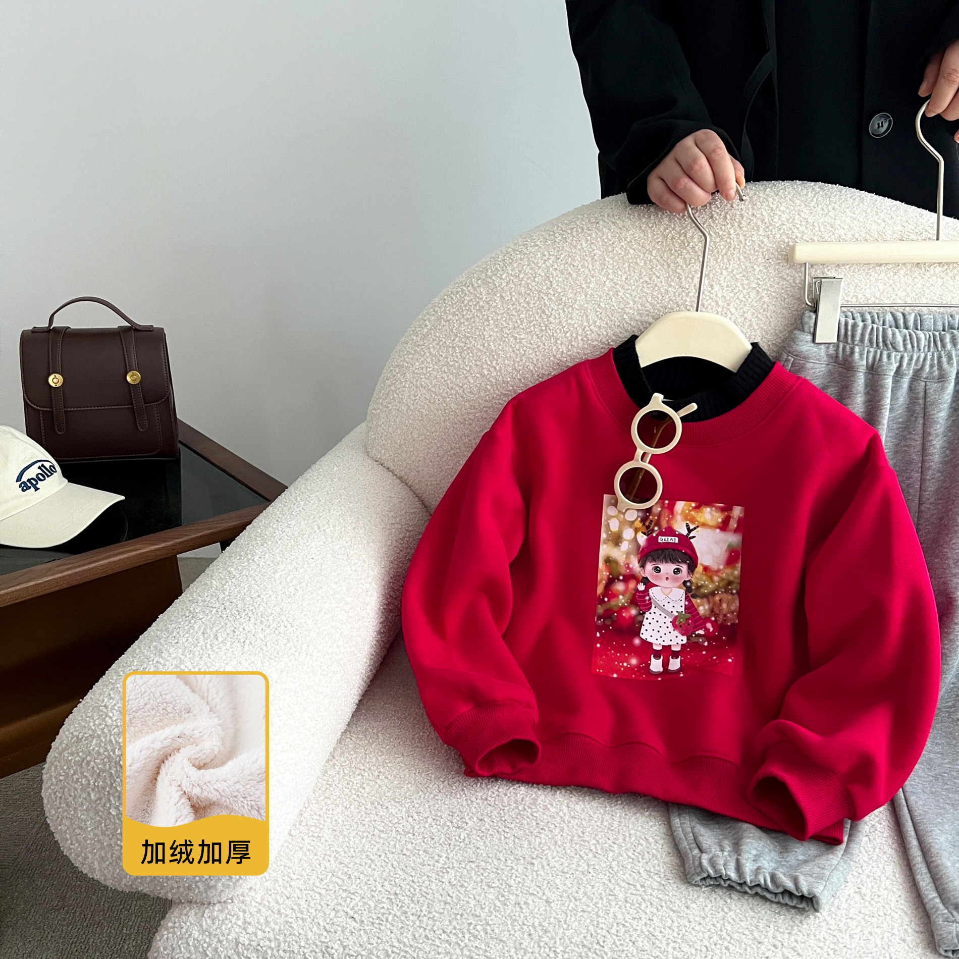 【王北北】冬季女宝衣服6-12岁中大童加绒上衣儿童卫衣HLYD36293