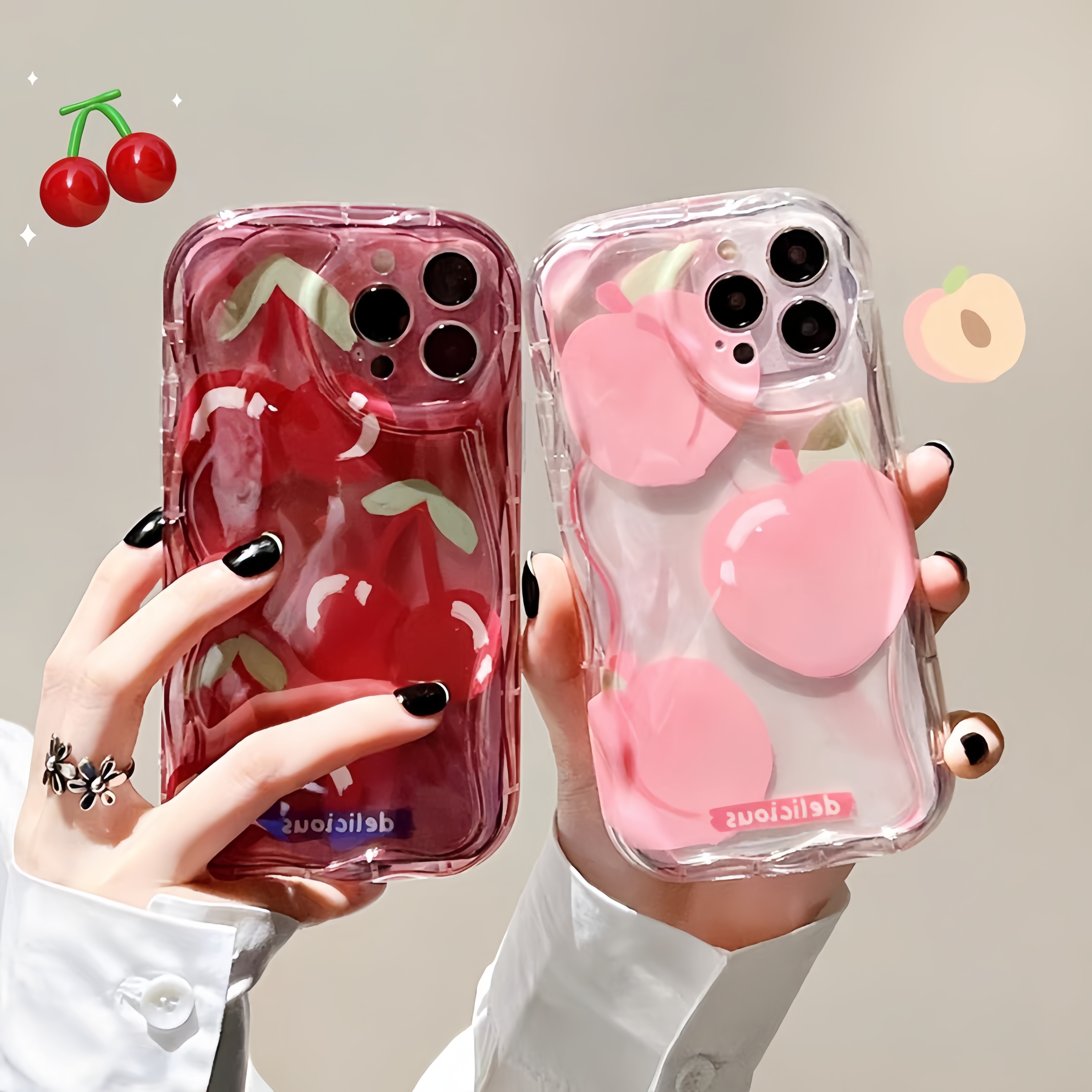 三个水蜜桃13/14promax/12/适用于苹果手机壳华为/小米/vivo/oppo
